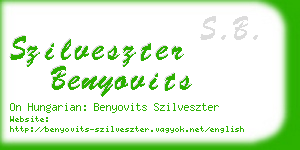 szilveszter benyovits business card